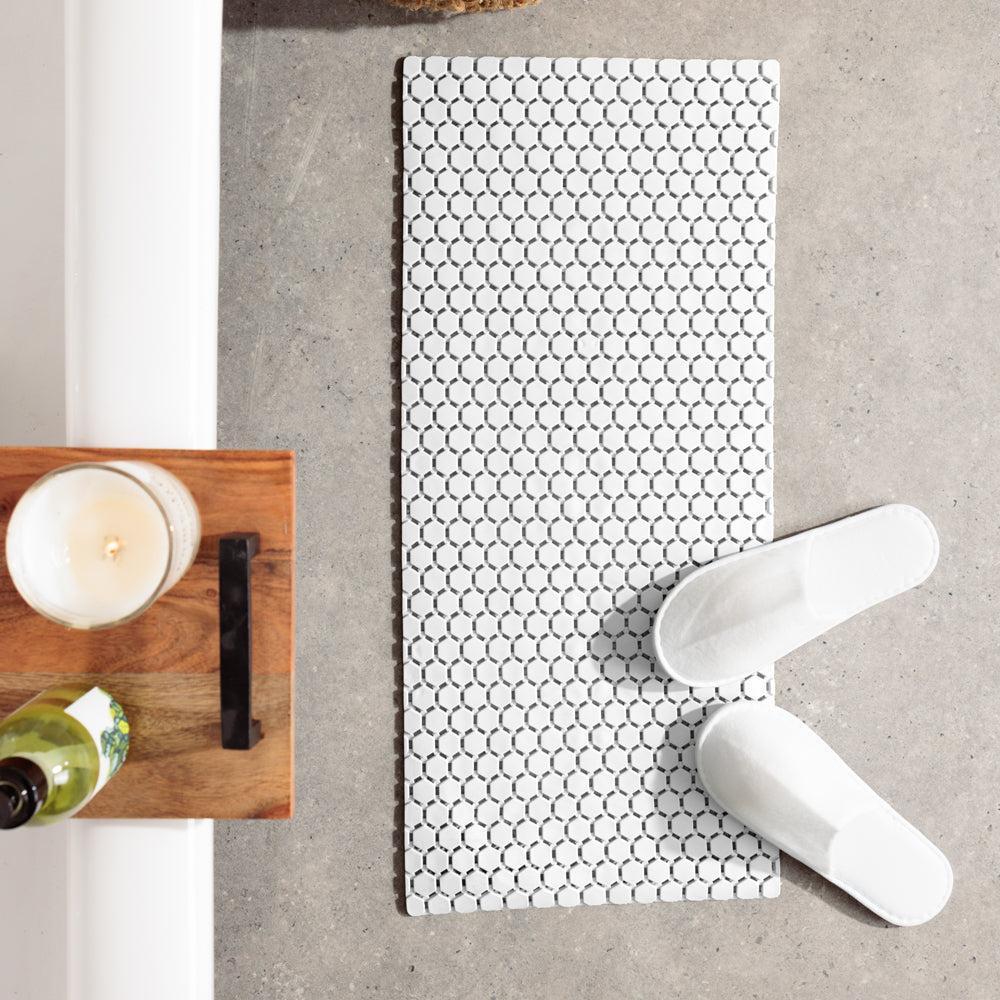 Hexagonal PVC Bath Mat Dove White-Bath Mats