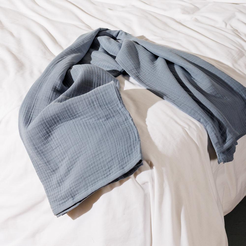 Nest Cotton Throw Light Blue-Throws