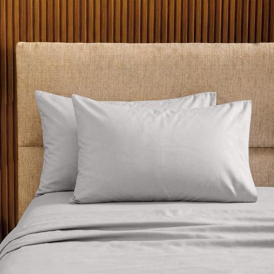 200 Thread Count 100% Cotton Percale Pillowcase Light Grey-Pillowcases