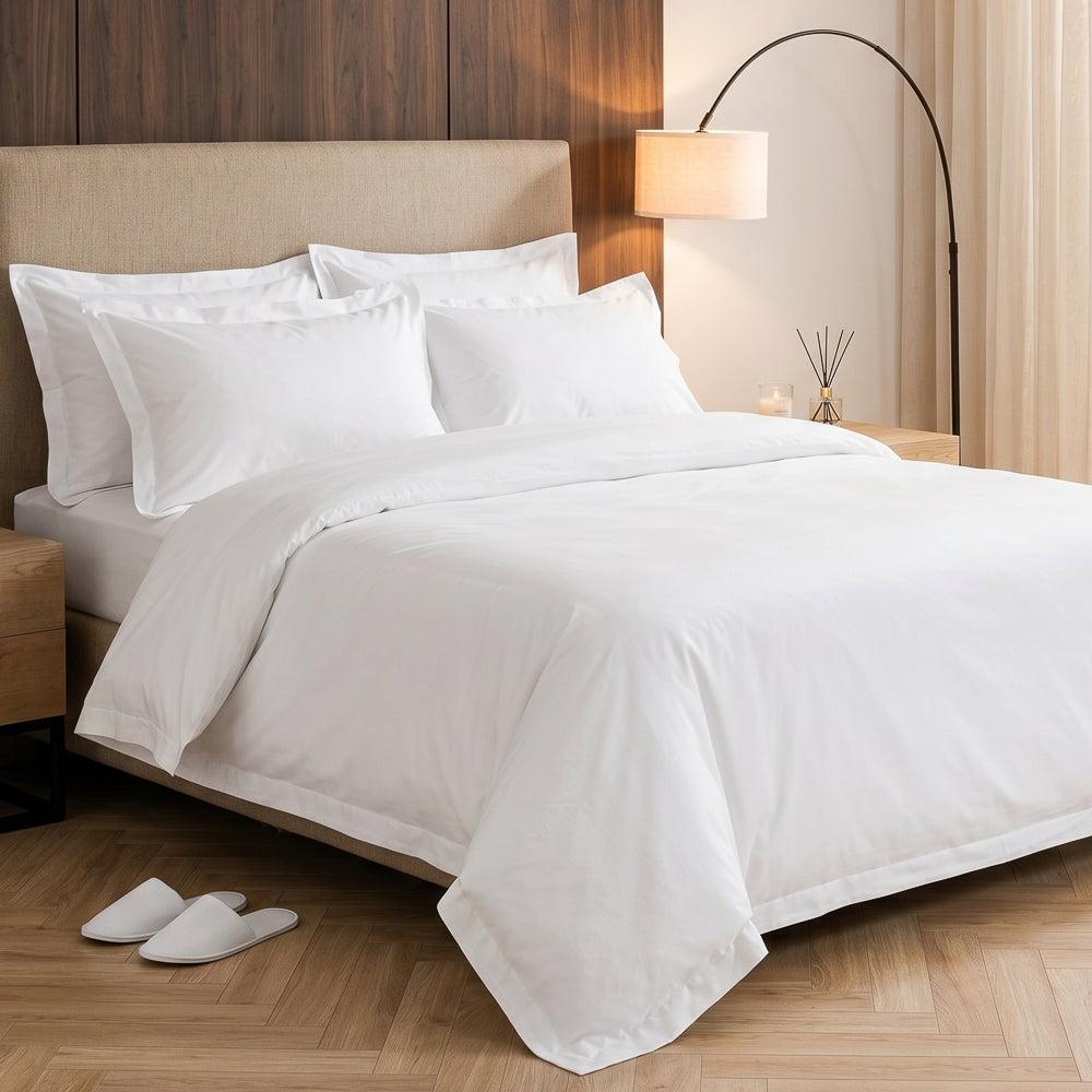200 Thread Count Flap Oxford 100% Cotton Duvet Cover White-Duvet Covers
