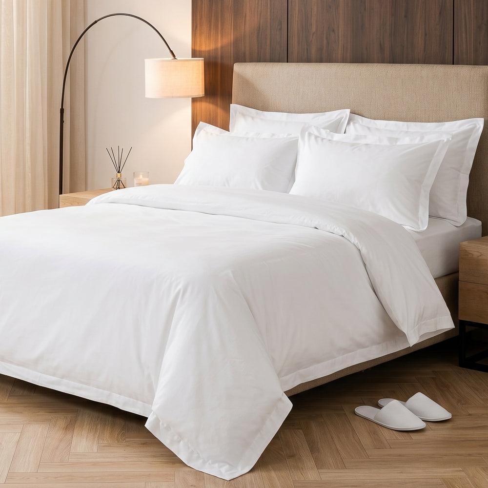 200 Thread Count Flap Oxford Cotton Rich Percale Duvet Cover White-Duvet Covers