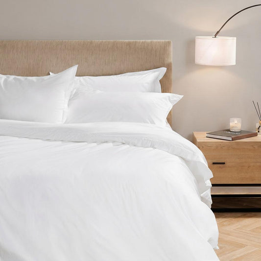 200 Thread Count Oxford 100% Cotton Duvet Cover Set White-Duvet Cover Sets
