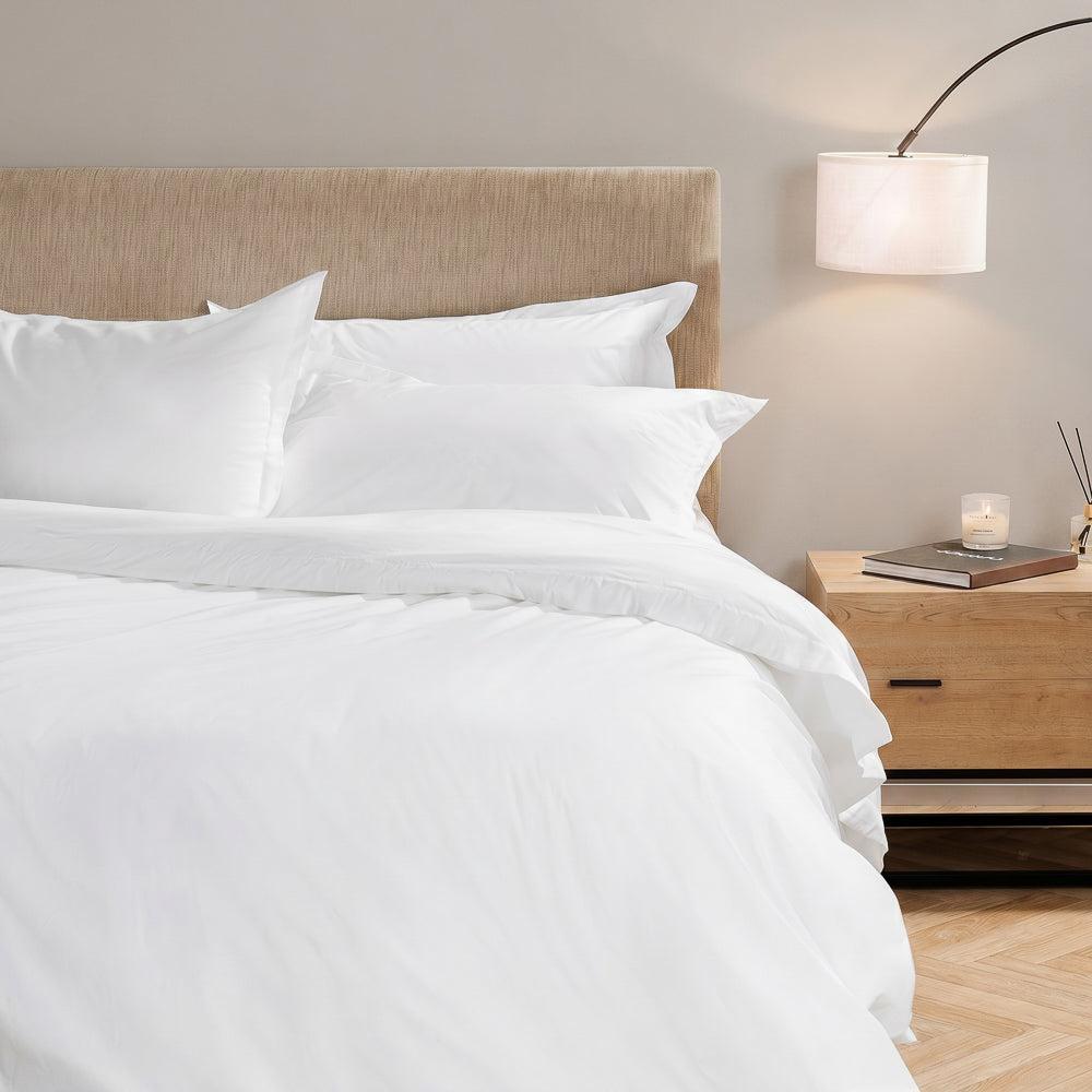200 Thread Count Oxford 100% Cotton Duvet Cover Set White-Duvet Cover Sets