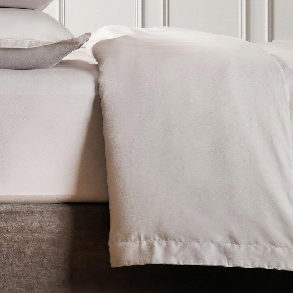200 Thread Count Oxford Cotton Rich Percale Duvet Cover Set Light Grey-Duvet Cover Sets