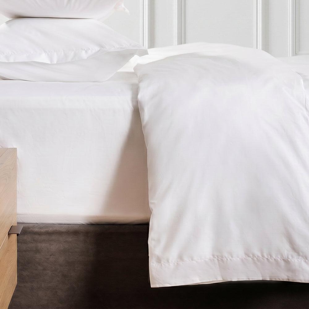 200 Thread Count Oxford Cotton Rich Percale Duvet Cover Set White-Duvet Cover Sets