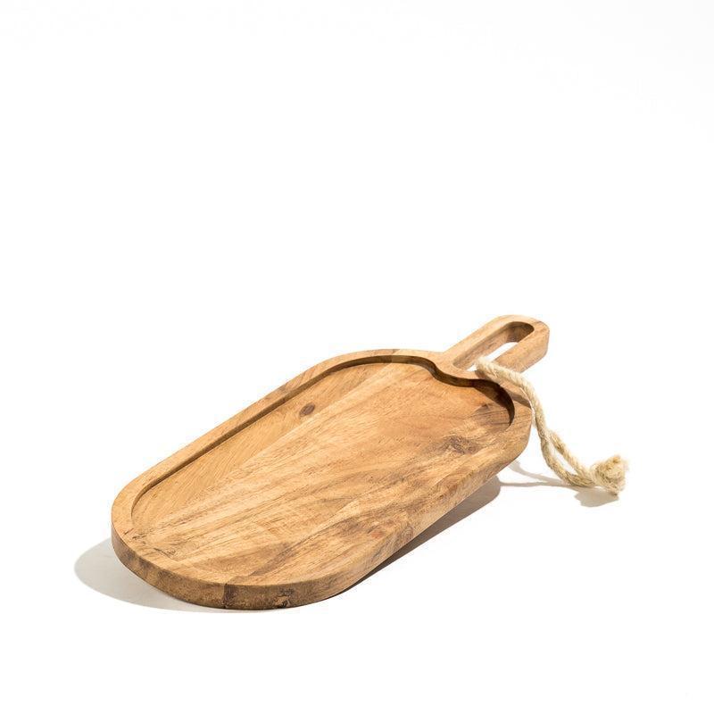 Acacia Wood Oval-Edged Paddle Board - Natural-Board