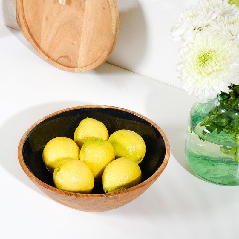 Acacia Wood Salad Bowl with Enamel - Dusk-Bowl