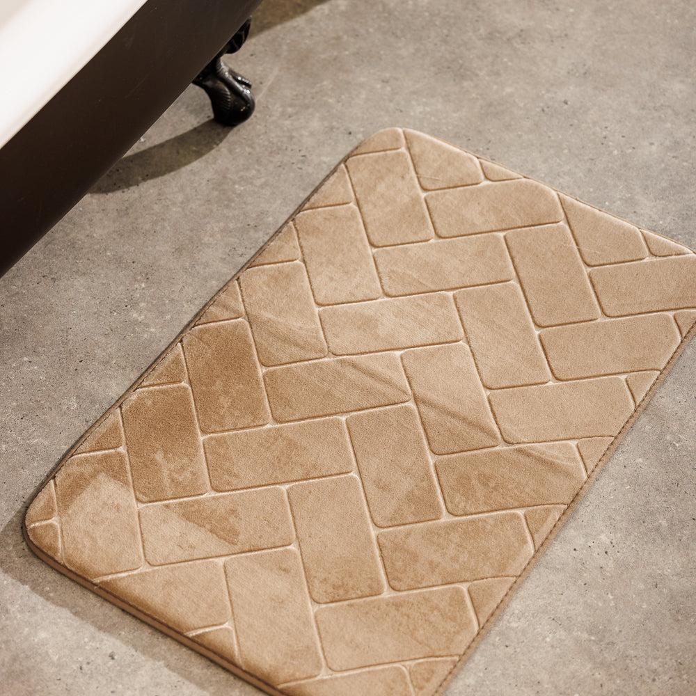 Athens Memory Foam Bathroom Mat Beige 2 Piece-Bath Mats