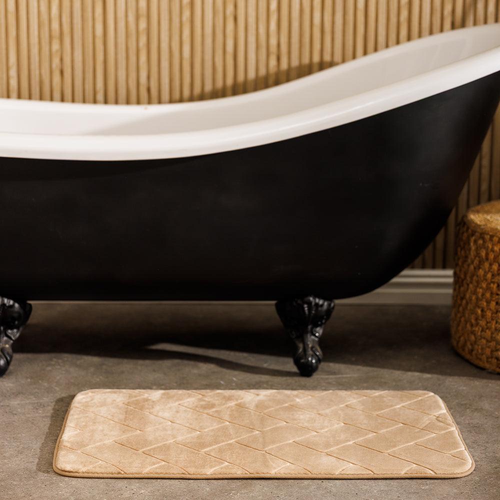 Athens Memory Foam Bathroom Mat Beige 2 Piece-Bath Mats