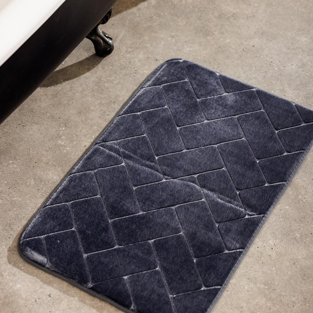 Athens Memory Foam Bathroom Mat Dark Grey 2 Piece-Bath Mats