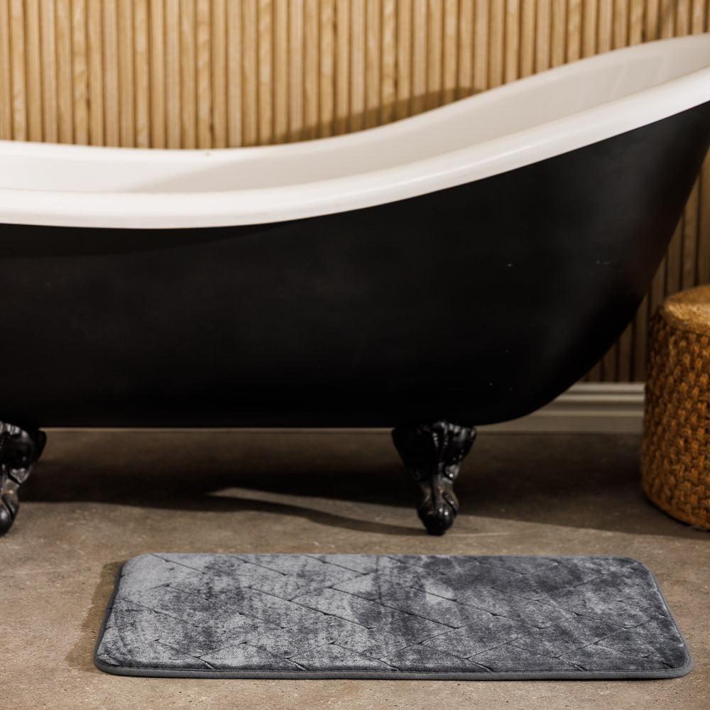 Athens Memory Foam Bathroom Mat Dark Grey 2 Piece-Bath Mats