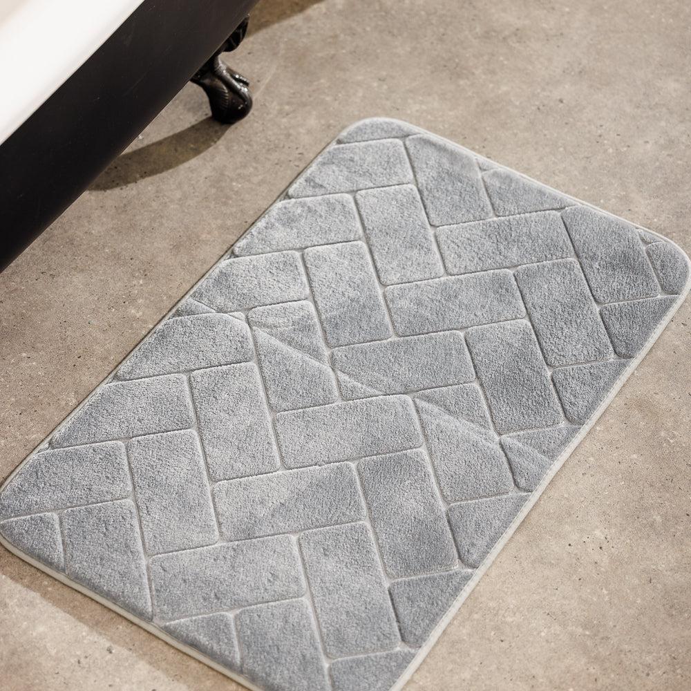 Athens Memory Foam Bathroom Mat Light Grey 2 Piece-Bath Mats