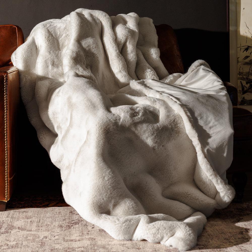 Bubble Mink Faux Fur Blanket Mist-Blankets