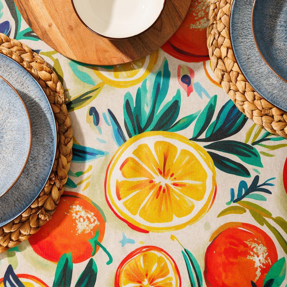 Carmel Designer Sunlit Citrus Tablecloth Orange-Tablecloths