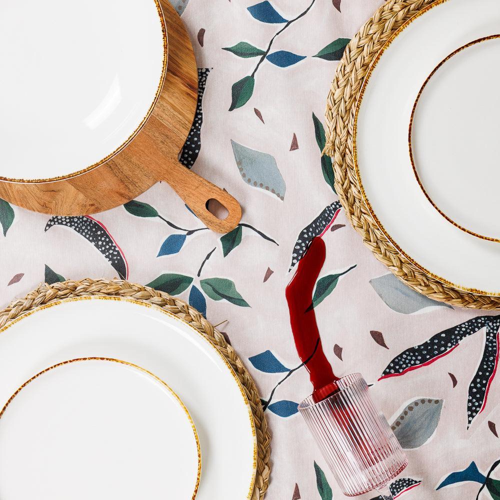 Carmel Designs Tablecloth Abstract Leaves Nude-Tablecloths