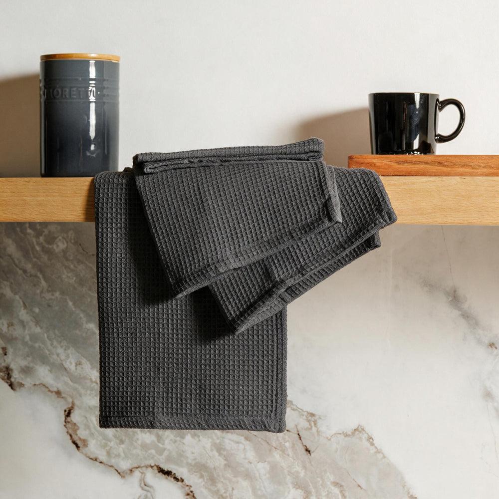 Caterers Choice Honeycomb Weave Kitchen Towel Set Dark Grey 2 Pack-Dishcloths