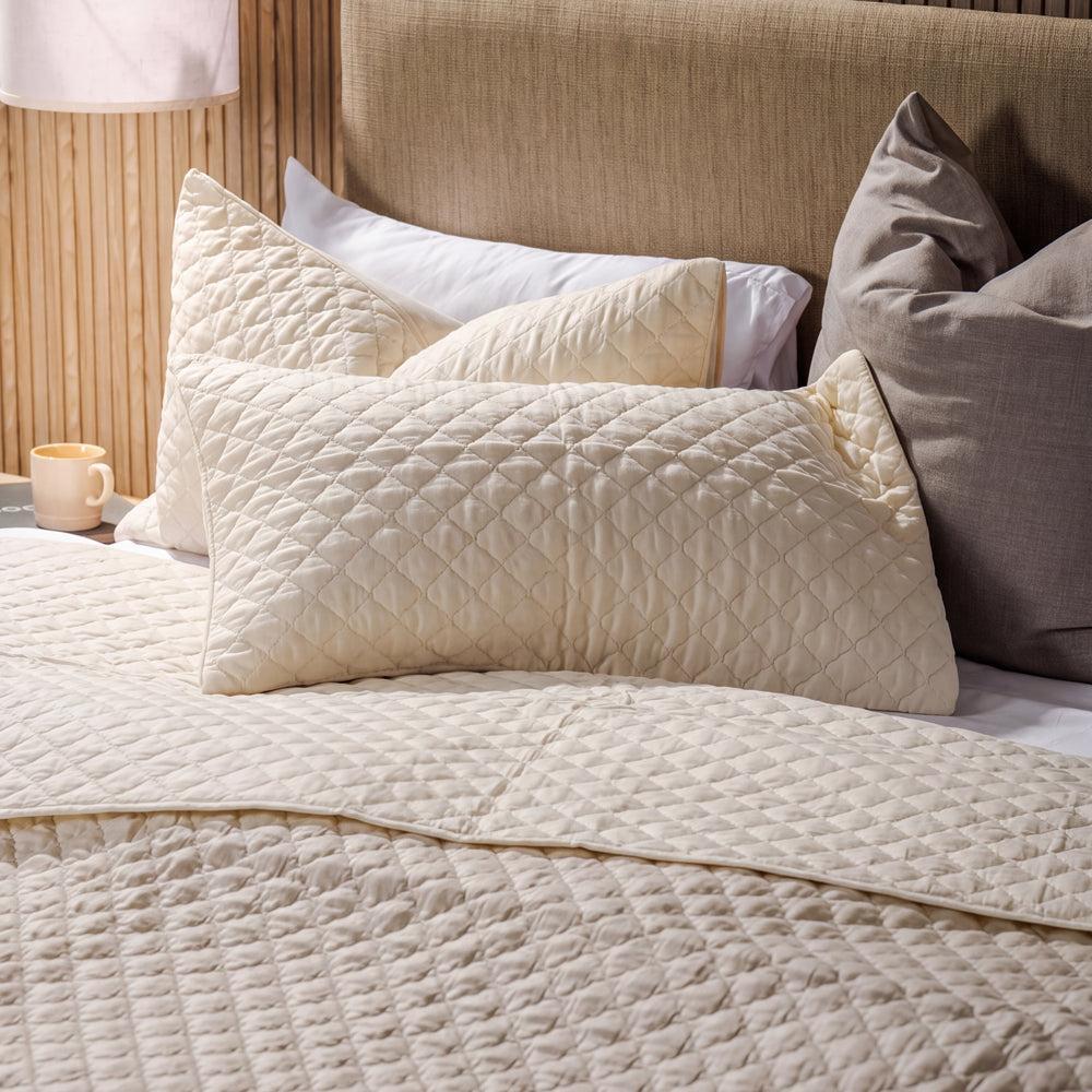 Clay Whisper Soft Premium Cotton Quilt Ivory-Quilts & Comforters