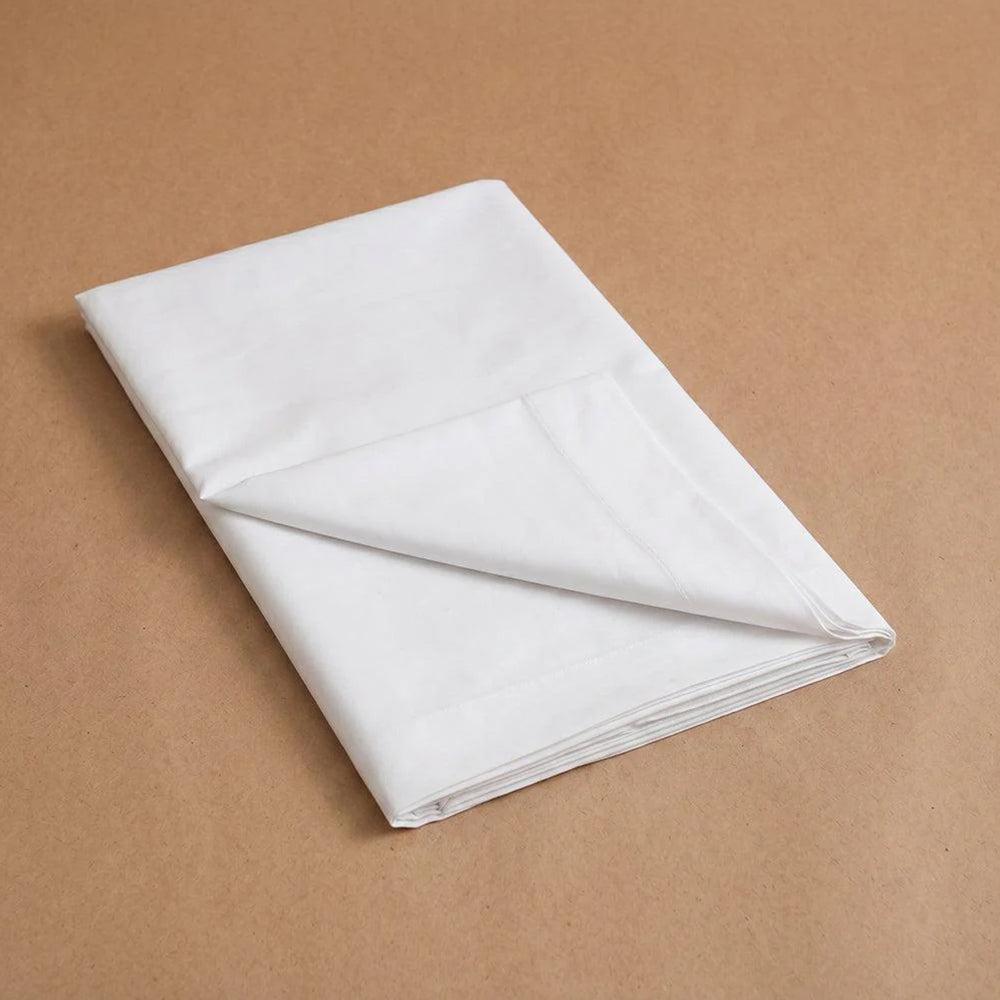 Cotton Bay 350 Thread Count Polycotton Twill Flat Sheet White-Flat Sheets