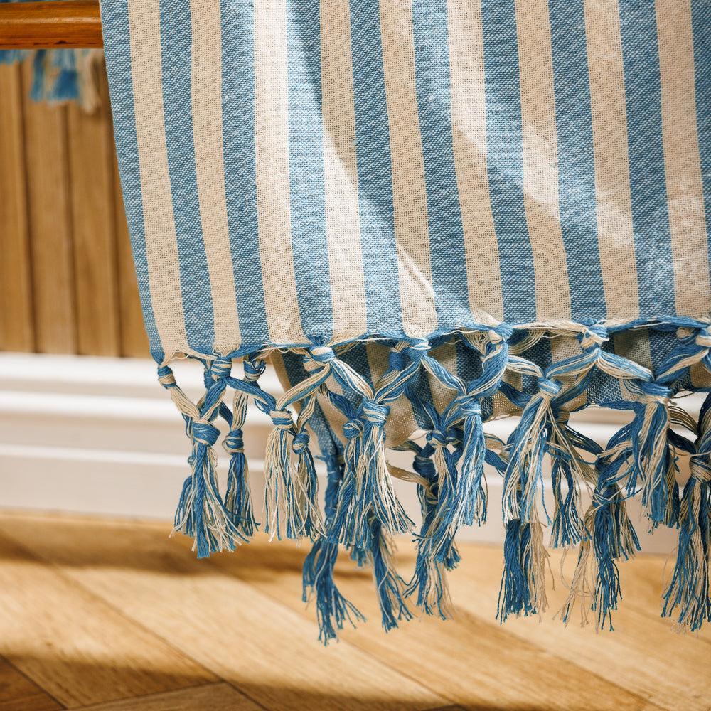 Cotton Bay Bengal Stripe 100% Cotton Cover Throw Turquoise-Throws