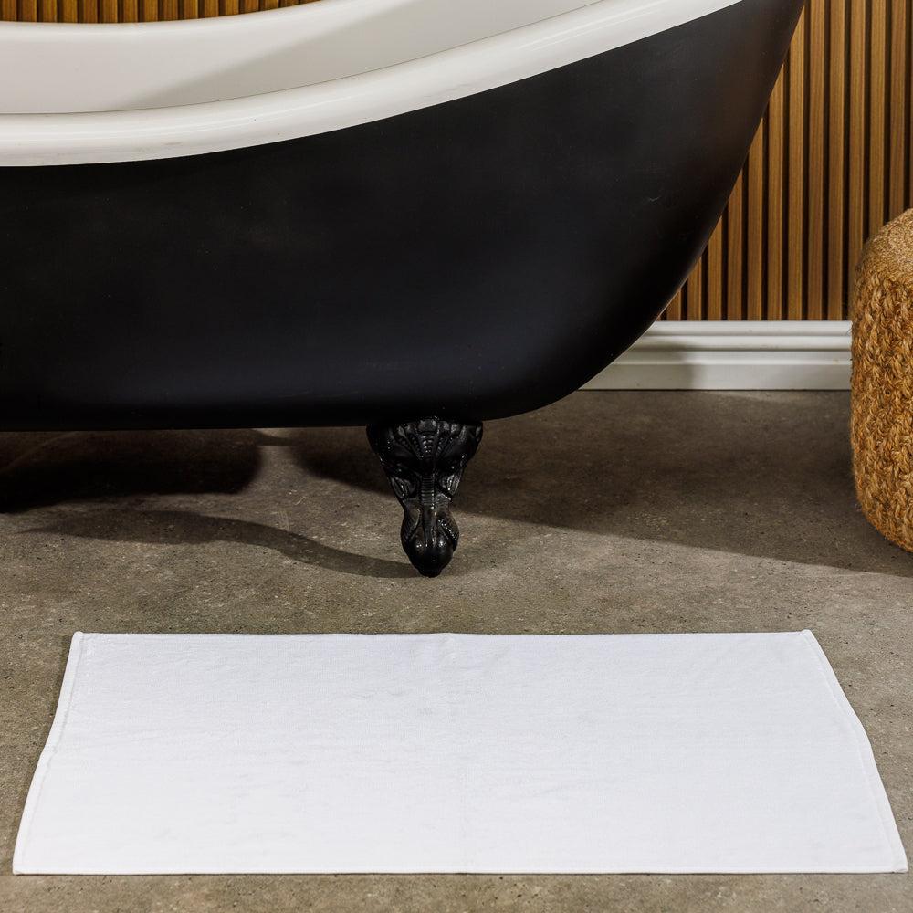 Cotton Bay Solid Tub Mat White-Bath Mats