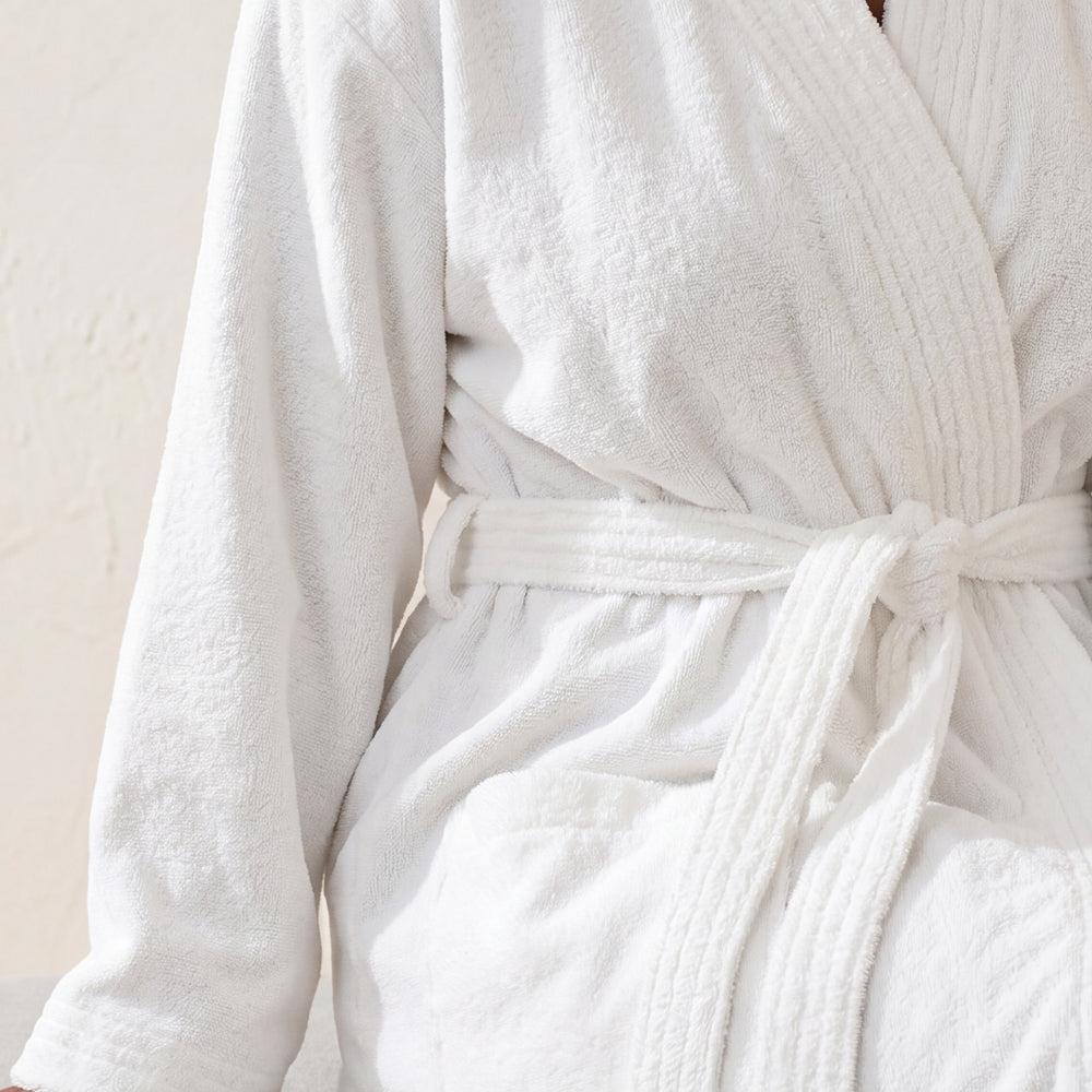 Cotton Club Deluxe Toweling Bathrobe White-Bathrobes