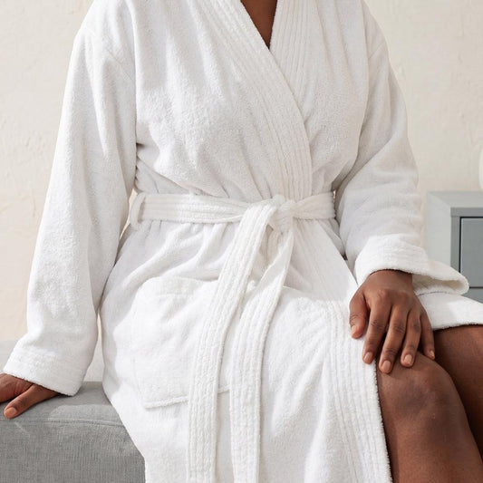 Cotton Club Deluxe Toweling Bathrobe White-Bathrobes