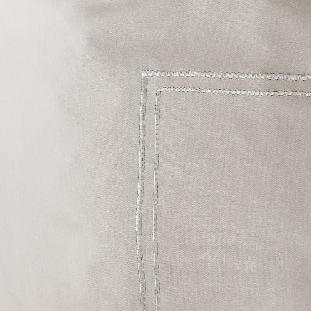 Cotton Collection 400 Thread Count 2 Line Satin Stitch Duvet Cover 6 Piece Set Silver-Duvet Cover Sets