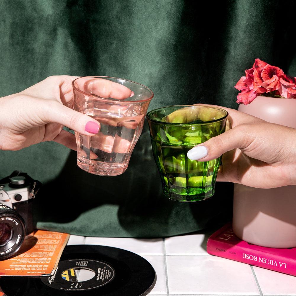 Duralex Le Picardie Sunset Tumbler Green and Pink Set of 4-Glassware