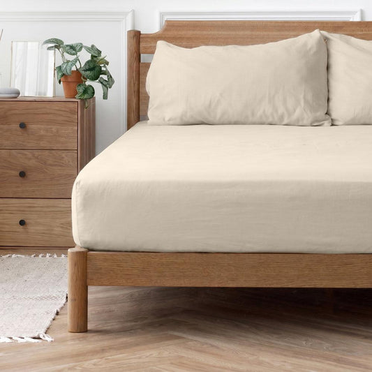 Easy Care 144 Thread Count Polycotton Fitted Sheet Stone-Fitted Sheets
