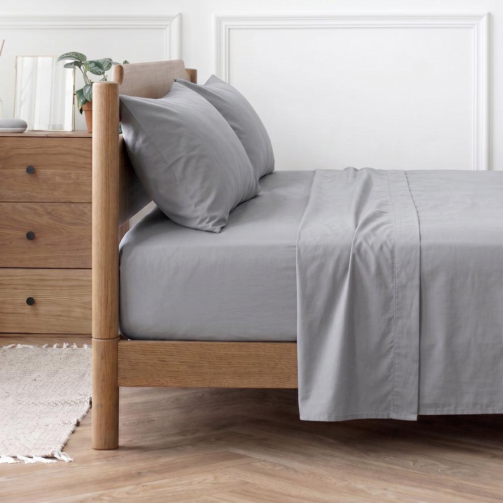 Easy Care 144 Thread Count Polycotton Flat Sheet Grey-Flat Sheets