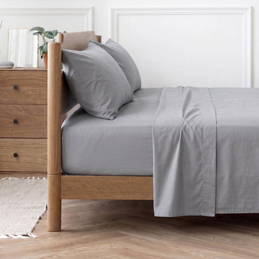 Easy Care 144 Thread Count Polycotton Flat Sheet Grey-Flat Sheets