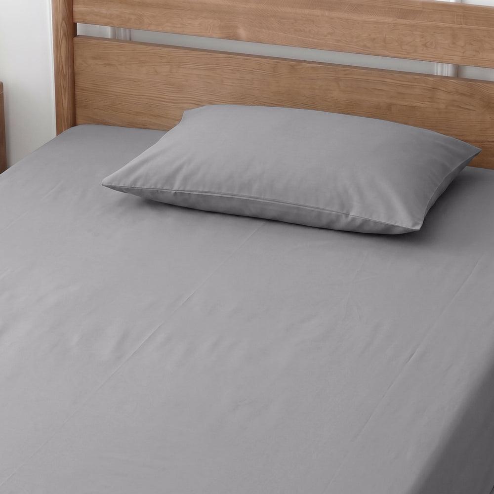 Easy Care 144 Thread Count Polycotton Pillowcase Grey-Pillowcases