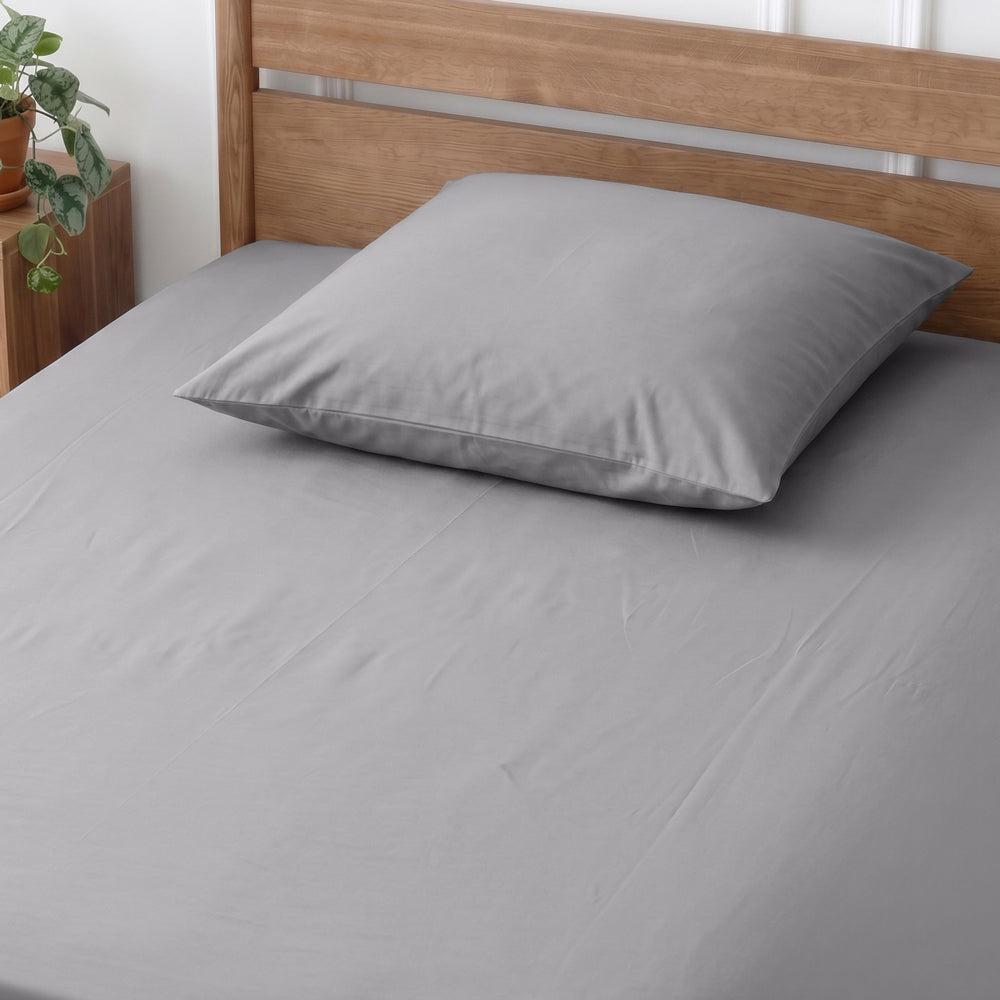 Easy Care 144 Thread Count Polycotton Pillowcase Grey-Pillowcases