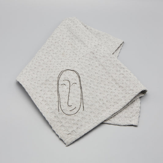 Faces of Felicity Dishcloth - light grey