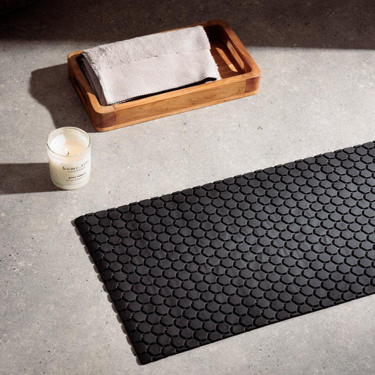 Hexagonal PVC Bath Mat Black-Bath Mats
