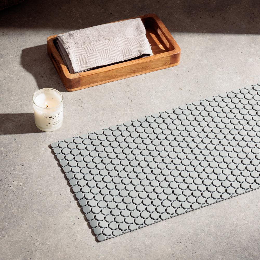 Hexagonal PVC Bath Mat Dove Grey-Bath Mats
