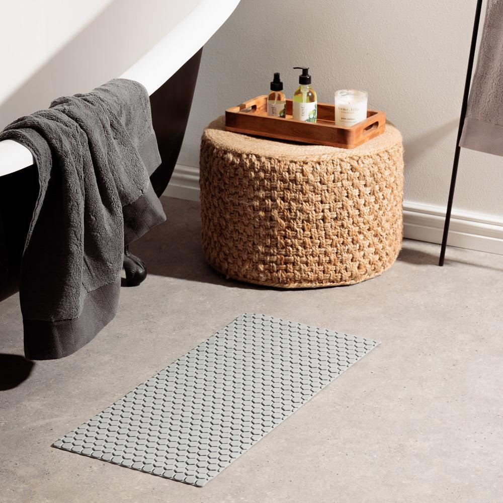 Hexagonal PVC Bath Mat Dove Grey-Bath Mats