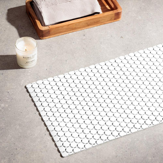 Hexagonal PVC Bath Mat Dove White-Bath Mats