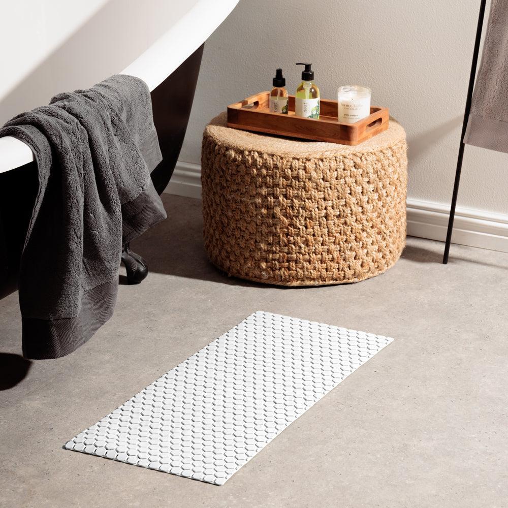 Hexagonal PVC Bath Mat Dove White-Bath Mats