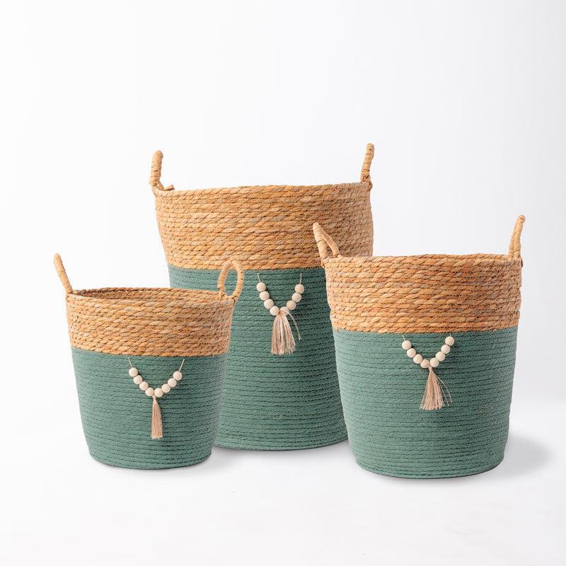 Conical Bulrush & Paper Basket - Fern-Basket