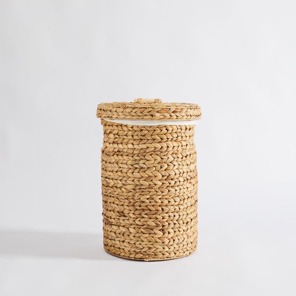 Home.Life Lined Oval with Hyacinth Hamper with Handles and Lid Natural-Laundry Basket