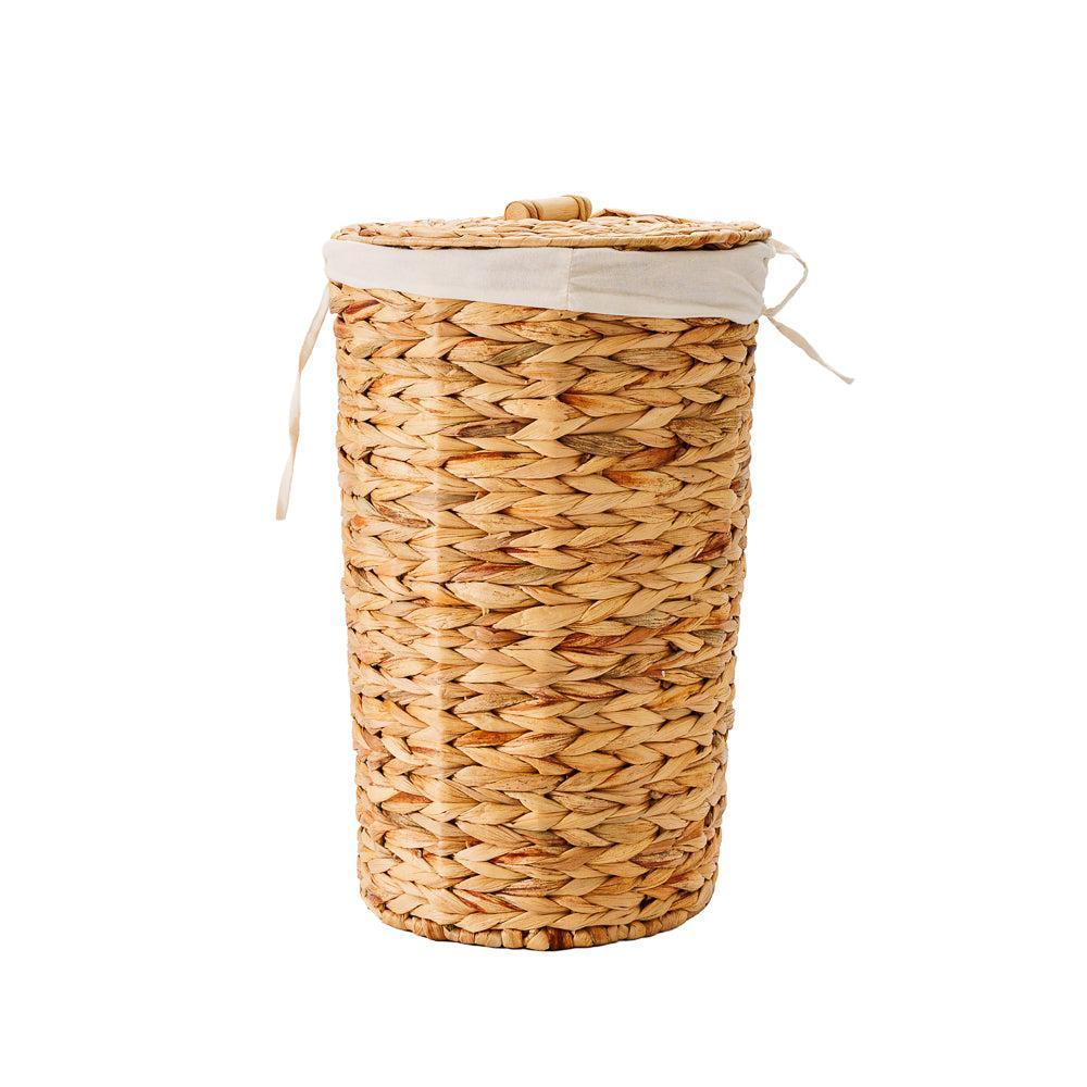 Home.Life Lined Tapered Water Hyacinth Hamper with Lid Natural-Laundry Basket