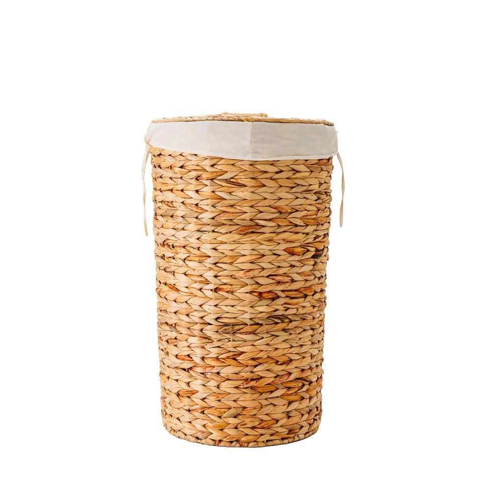 Home.Life Lined Tapered Water Hyacinth Hamper with Lid Natural-Laundry Basket