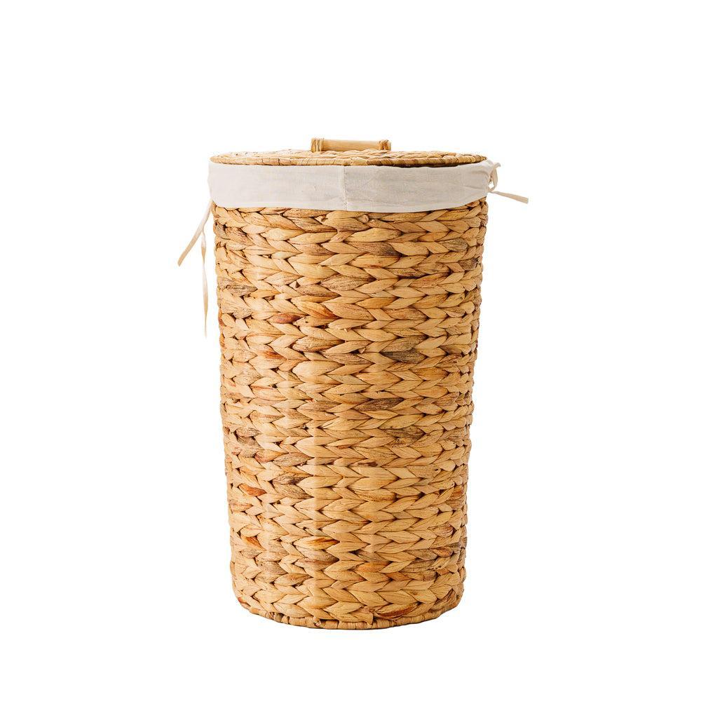 Home.Life Lined Tapered Water Hyacinth Hamper with Lid Natural-Laundry Basket