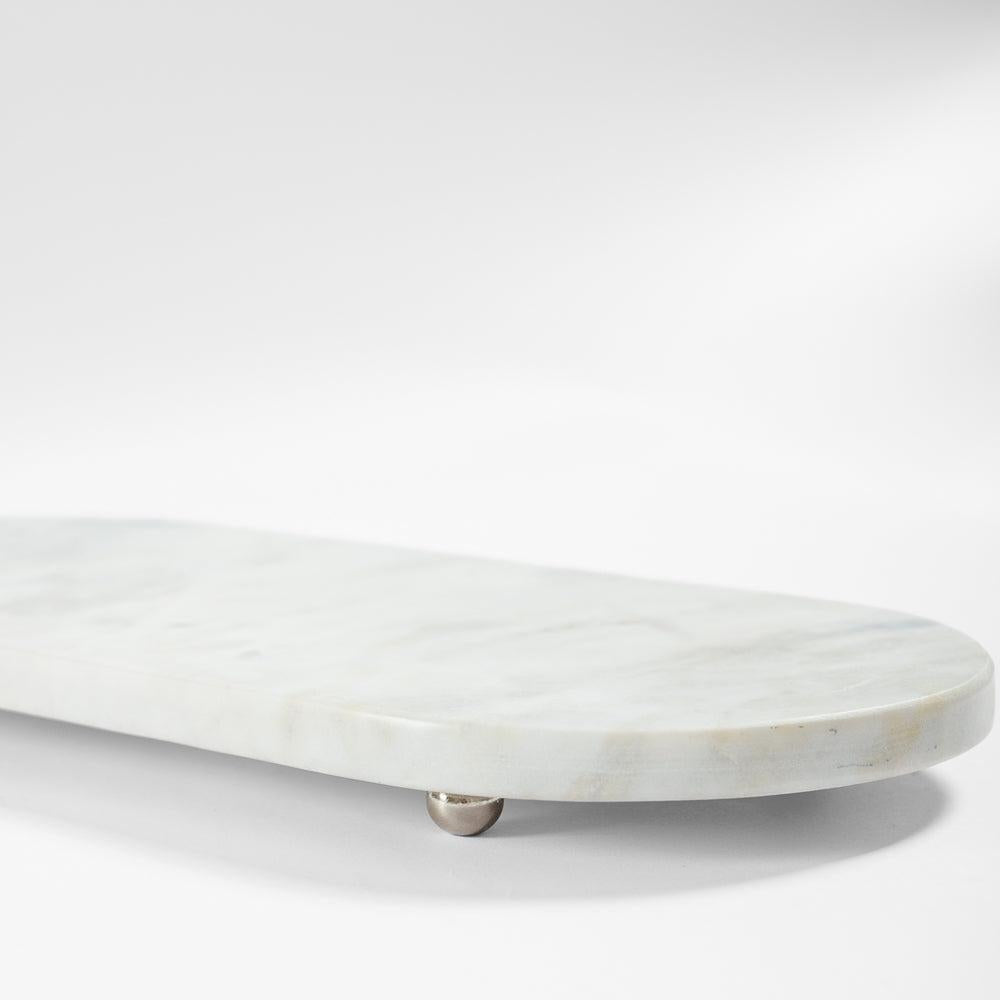 Home.Life Oval Marble Server with Metal Legs-Platters