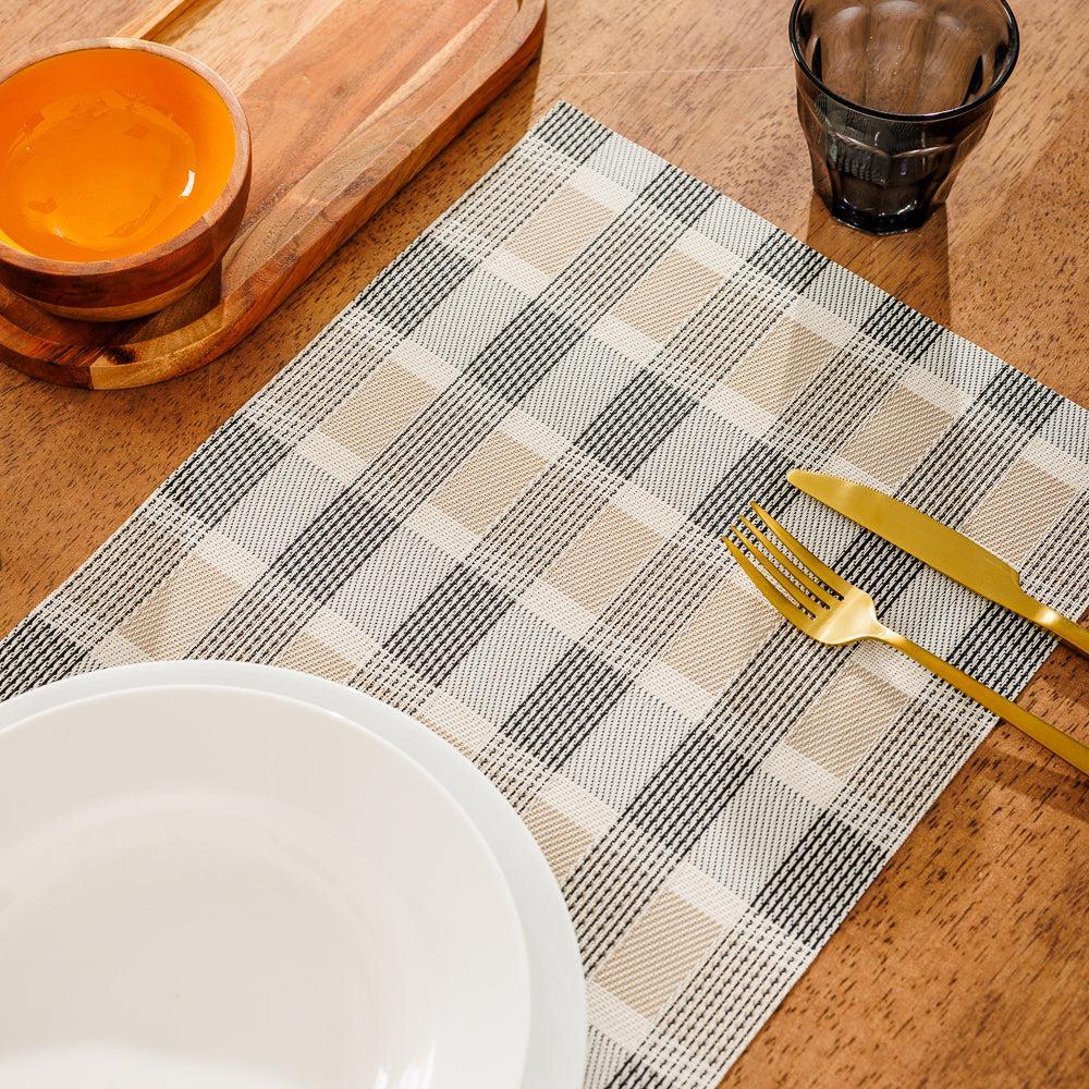 Home.Life Placemats Shaded Tartan Black 6 Pack-Placemats