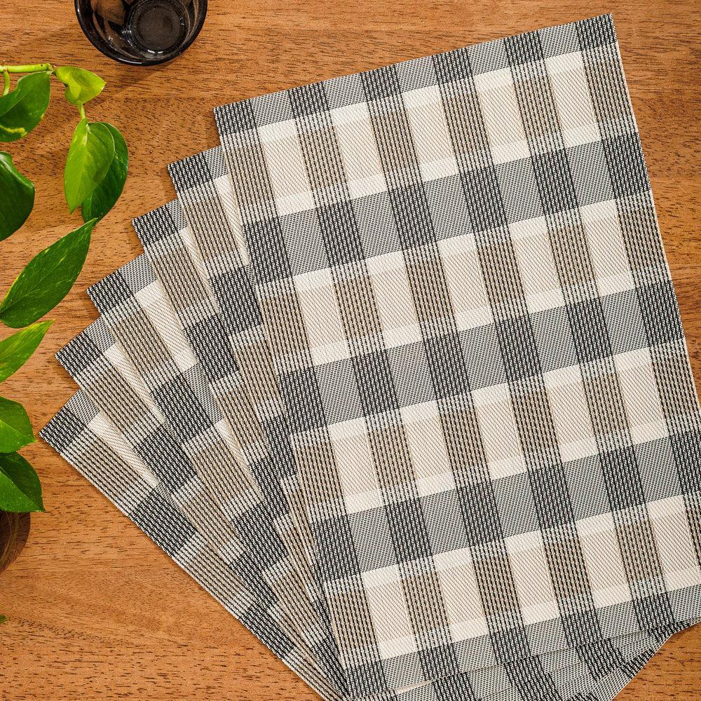 Home.Life Placemats Shaded Tartan Black 6 Pack-Placemats