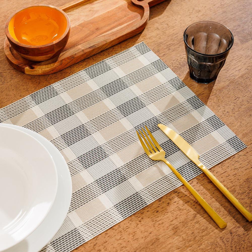 Home.Life Placemats Shaded Tartan Black 6 Pack-Placemats