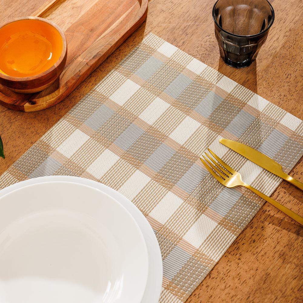 Home.Life Placemats Shaded Tartan Brown 6 Pack-Placemats