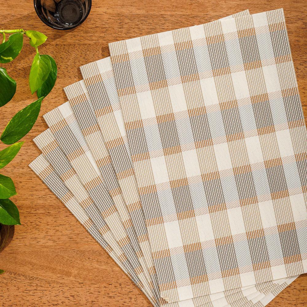 Home.Life Placemats Shaded Tartan Brown 6 Pack-Placemats